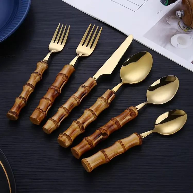 Bamboo Handle Cutlery Set — Gift-Boxed