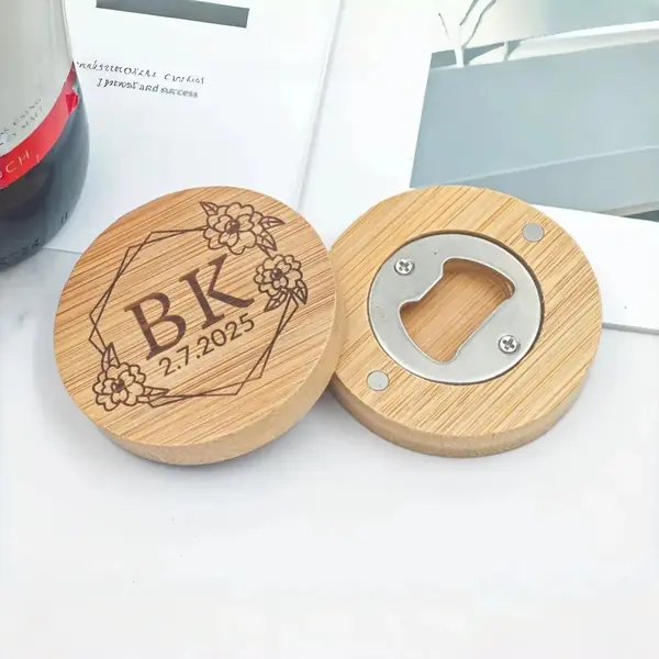 Bamboo Handle Can Opener — Custom Logo
