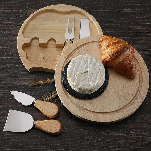Round Cheese Board Set — Slide-Out Tools