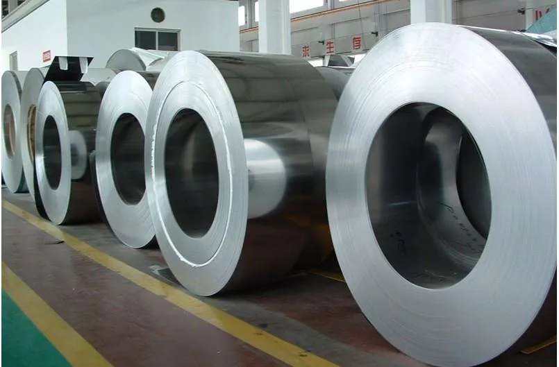 Food-grade stainless steel coils staged for production