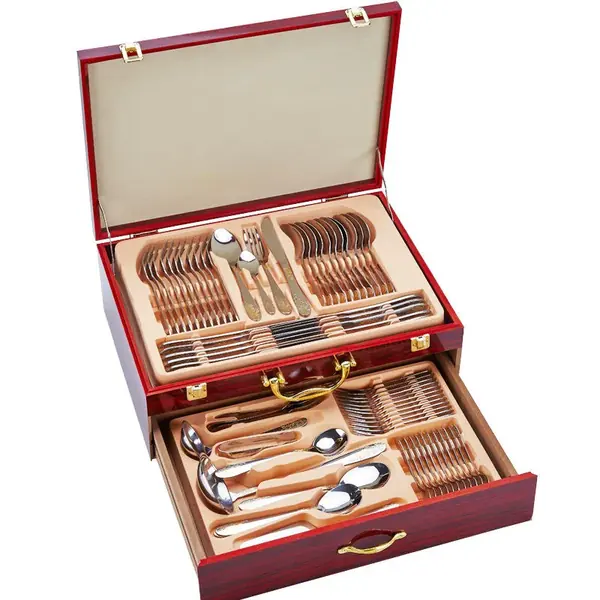 Wooden Case Cutlery Set — 72-Piece Gift Service