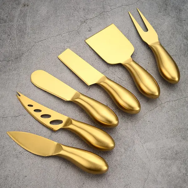 Gold Cheese Knife Set — 4-Piece Gift Box