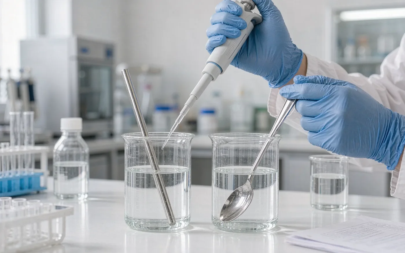Laboratory food-contact testing of stainless steel utensils