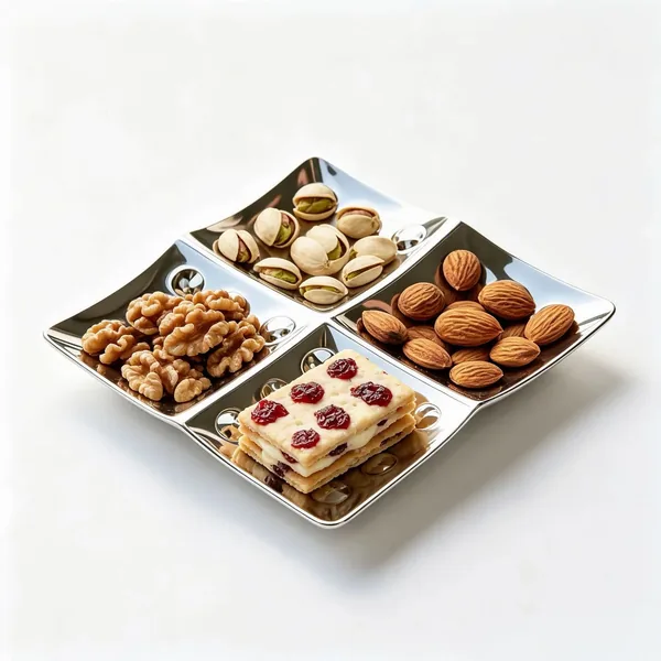 4-Compartment Serving Tray — Hammered