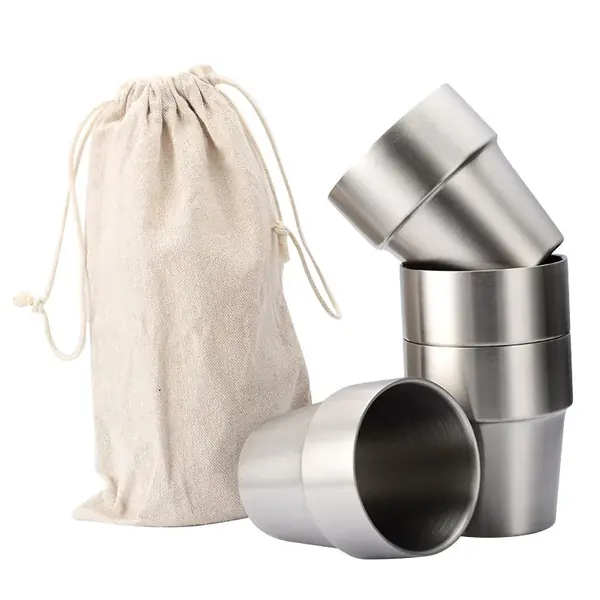 Stackable Camping Cups 4-Pack — Canvas Bag