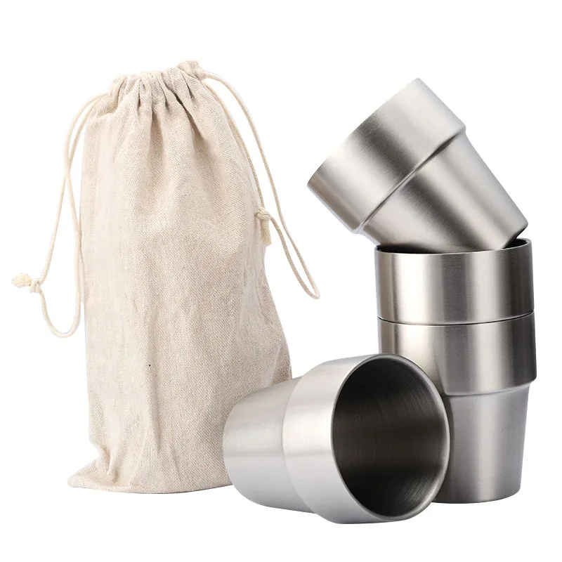 Stackable Camping Cups 4-Pack — Canvas Bag