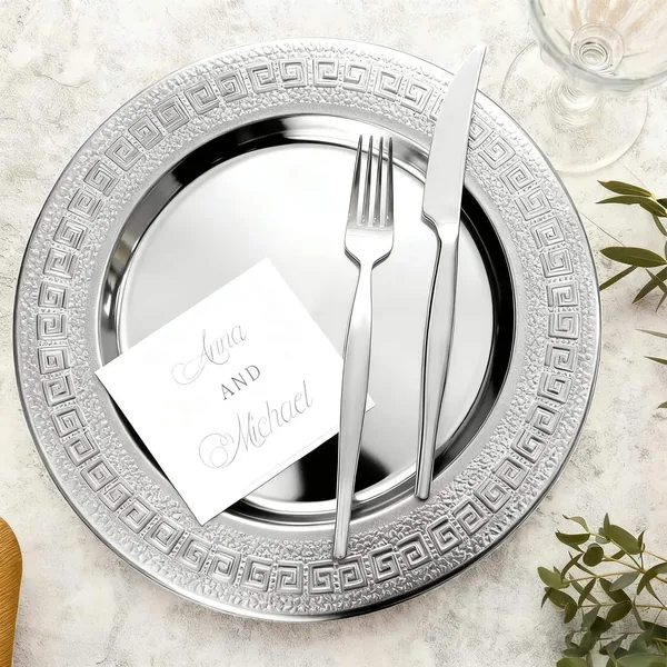 Stainless Steel Charger Plates — Wedding
