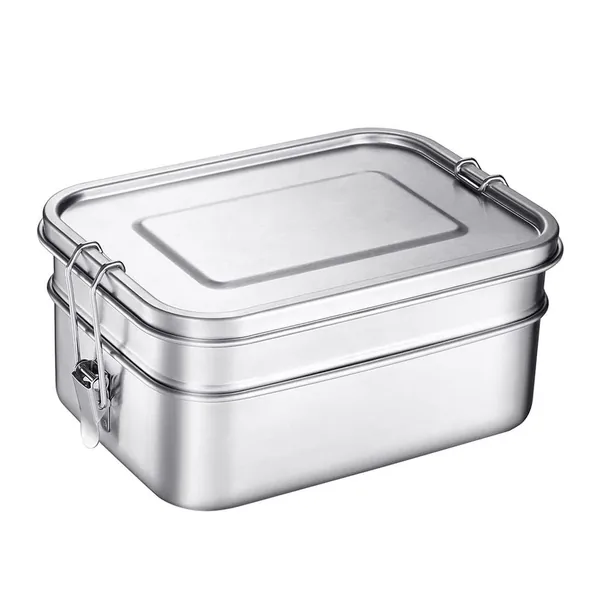 2-Tier Stainless Bento Box — Locking Clips