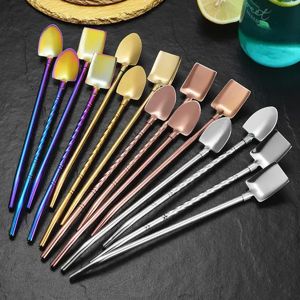 Stainless Steel Shovel Straw Spoons — Bulk